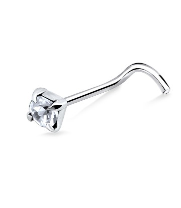 3mm Round CZ Silver Curved Nose Stud NSKB-75